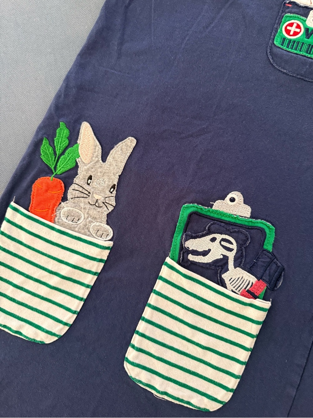 Mini Boden Vet Bunny Pocket Dress Navy Blue Appliqué Animal 3–4Y / 3T–4T - Picture 2 of 4